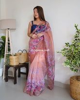 Festival Special Peach Pure Organza Saree